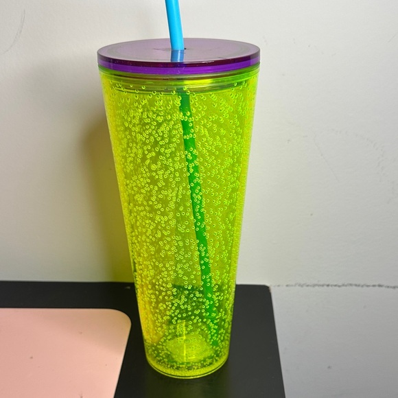Starbucks Neon Yellow Tumbler with Purple Lid - Picture 1 of 1